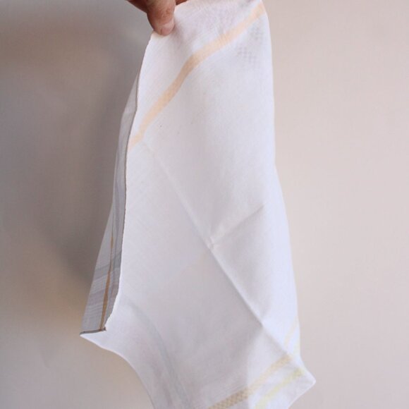 Vintage Cotton Handkerchief, White With Pastel Blue, Pink, Yellow and Orange - Picture 11 of 11